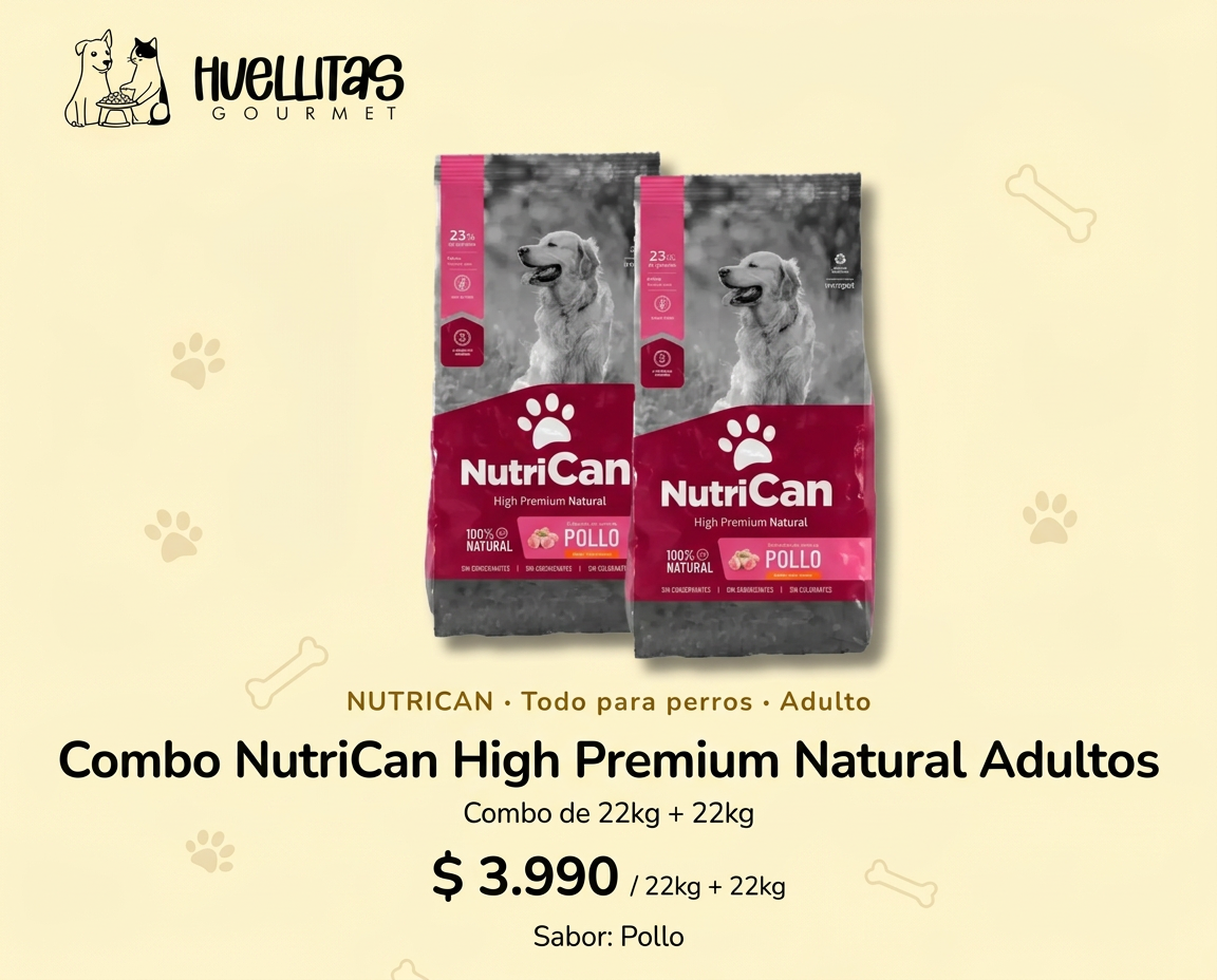 Combo NutriCan High Premium Natural Adultos 22kg + 22kg
