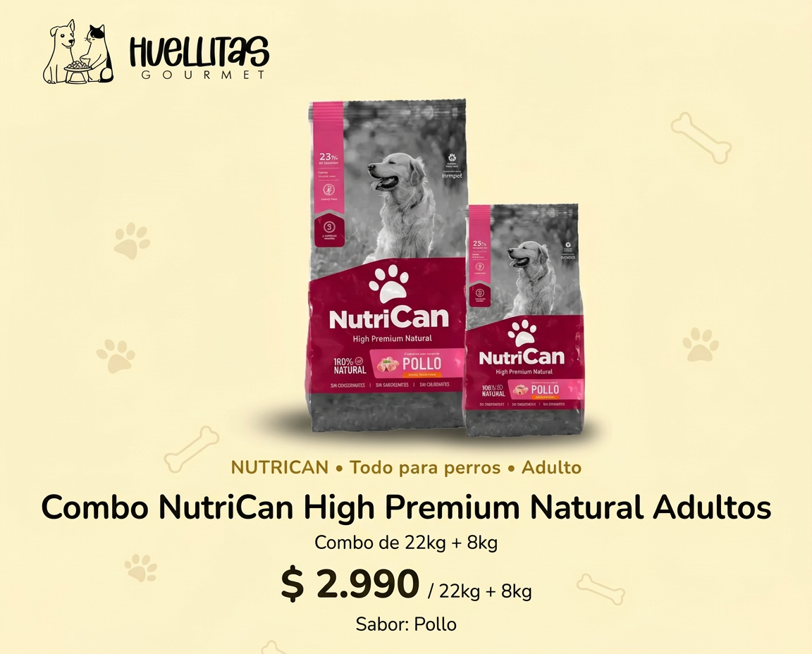 Combo NutriCan High Premium Natural Adultos 22kg + 8kg